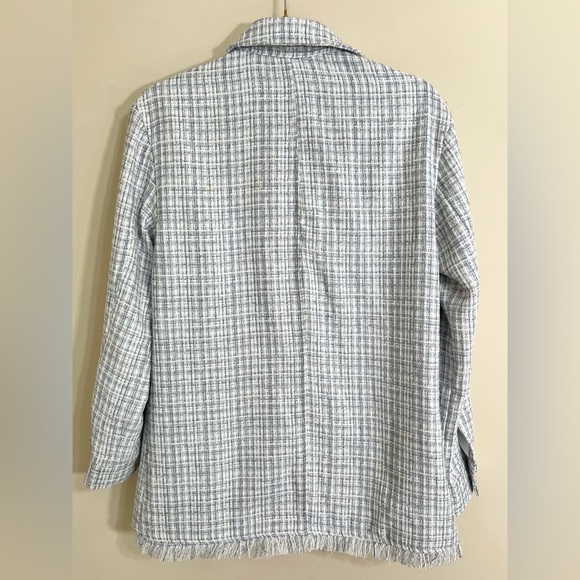 7 FOR ALL MANKIND Tweed Shacket Oversized Fringe Cowgirl Streetwear Preppy S - Picture 7 of 11